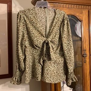 Green and Brown Leopard Top